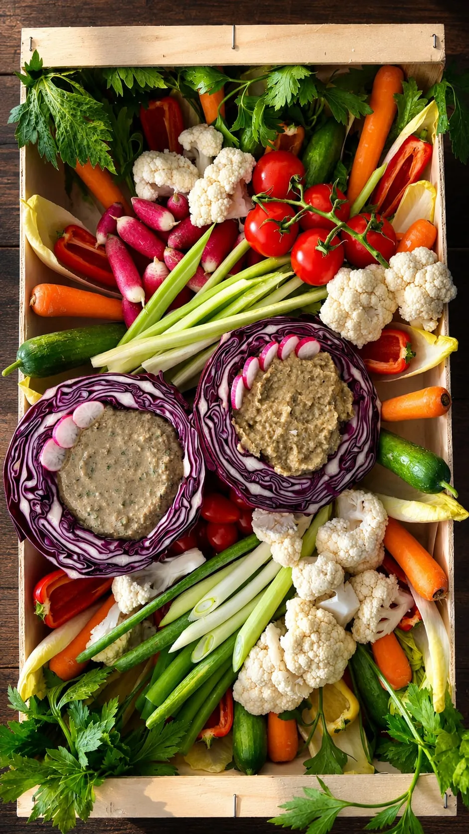Box Anchoïade garnie de légumes frais et de tartinades